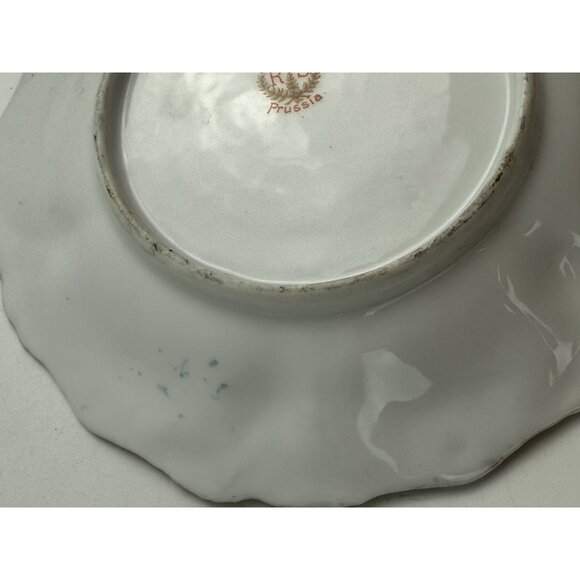 Vintage RS PRUSSIA Red Mark Porcelain 6" Cake Plate Blue Gold Pink ROSES EUC - Picture 10 of 11